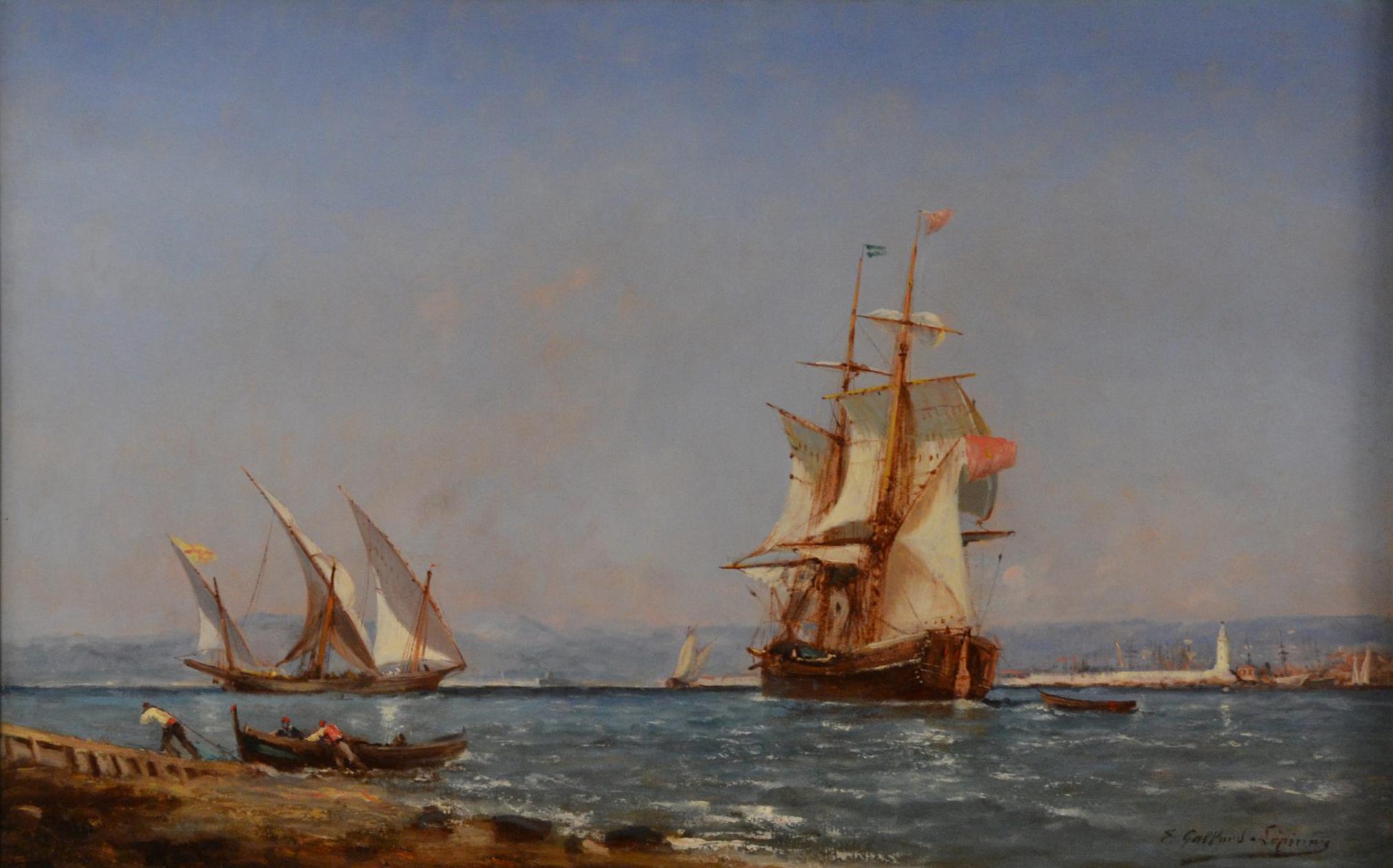 Paul Charles Emmanuel Gallard-Lepinay Landscape Painting - Shipping off Marseille 