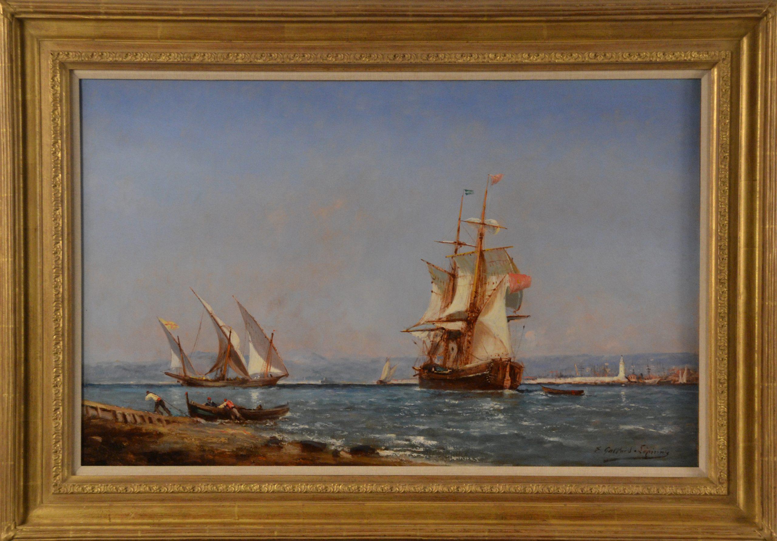 Shipping off Marseille  - Painting by Paul Charles Emmanuel Gallard-Lepinay