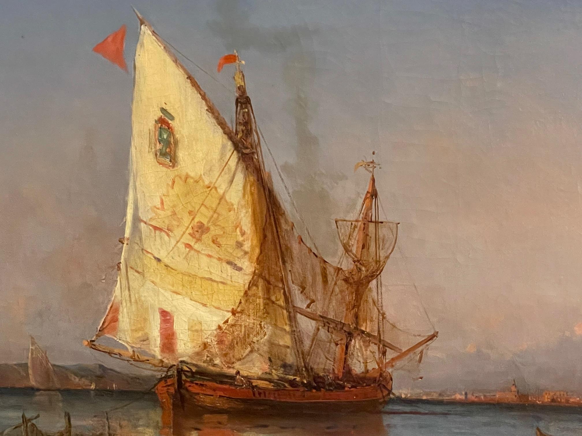 Venezianische Küste (Braun), Landscape Painting, von Paul Charles Emmanuel Gallard-Lepinay