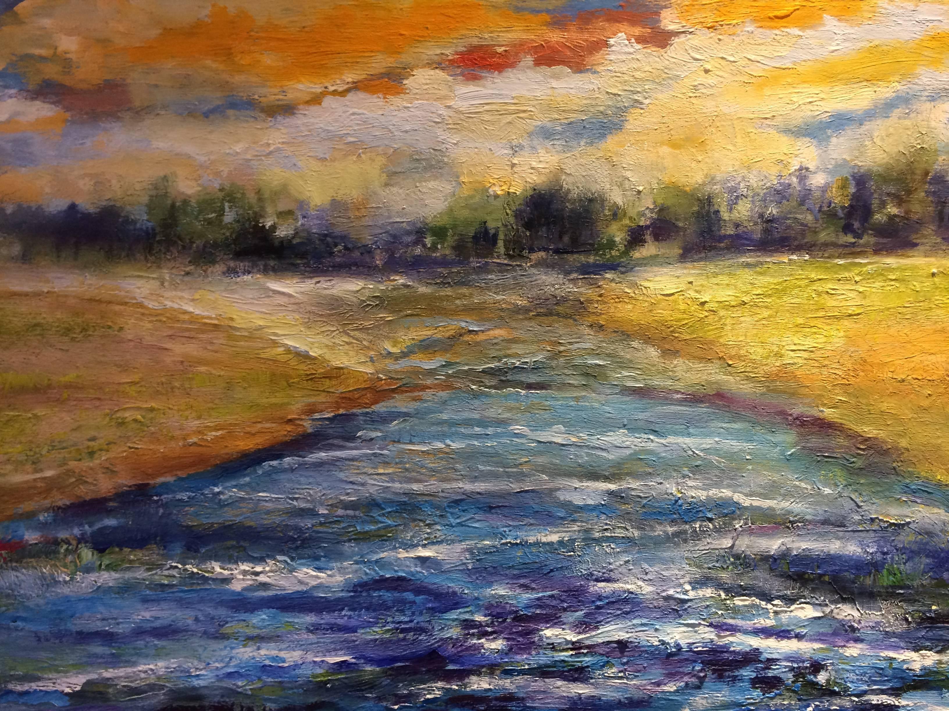 Paul Chester is a contemporary artist who uses a Post Impressionist inspired style
to create uniquely luminous landscapes. Working his foreground with contrasting brush movement and pallet knife, Chester 's compositions are energetic and colorful.