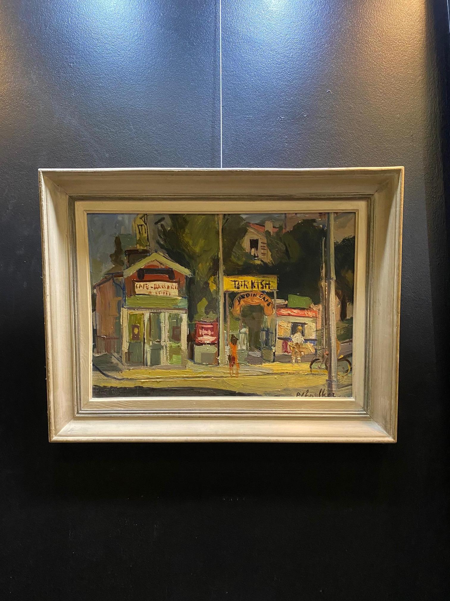 Il caffè di Wood di Paul Chevallier - olio su legno 45x64 cm in vendita 4