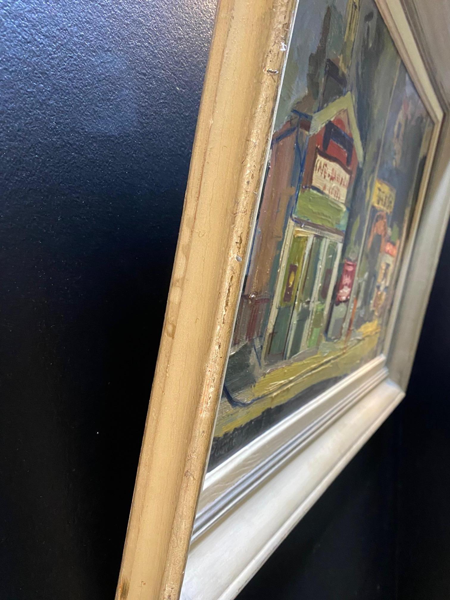 Il caffè di Wood di Paul Chevallier - olio su legno 45x64 cm in vendita 5
