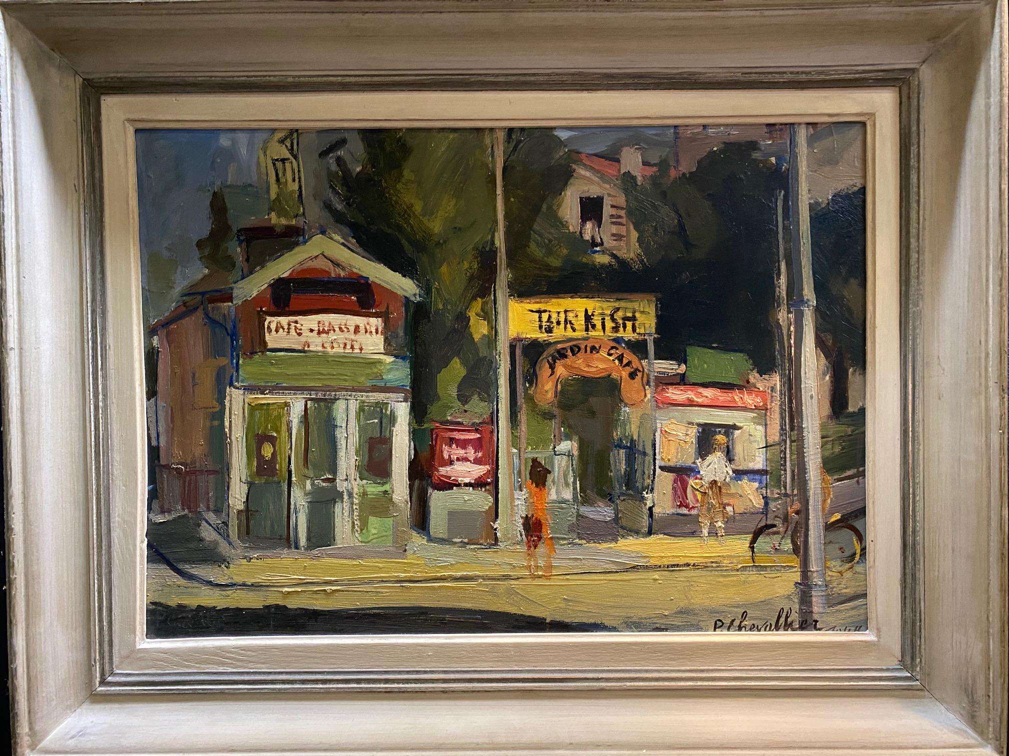 Il caffè di Wood di Paul Chevallier - olio su legno 45x64 cm in vendita 7