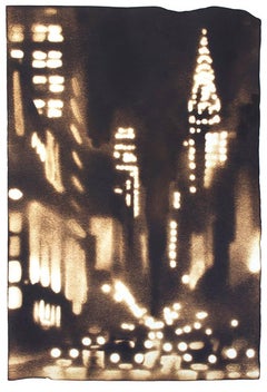 Looking Up Lex (Manhattan Cityscape Drawing of Nighttime on Lexington Ave.)