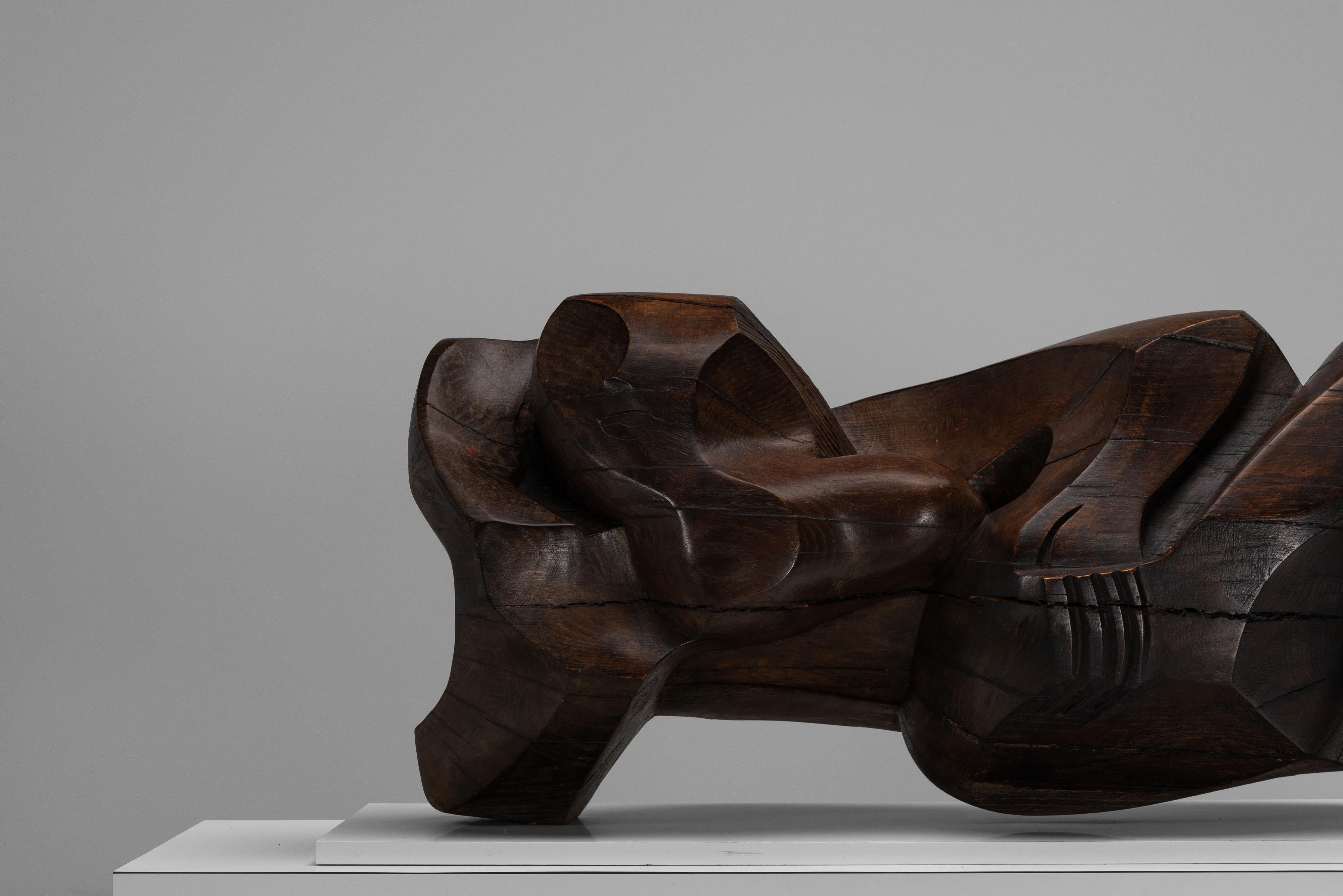 Belga Paul Cleempoel scultura astratta Oak Belgio 1975 in vendita