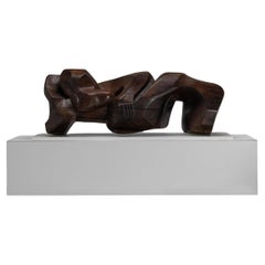 Paul Cleempoel escultura abstracta de roble Bélgica 1975