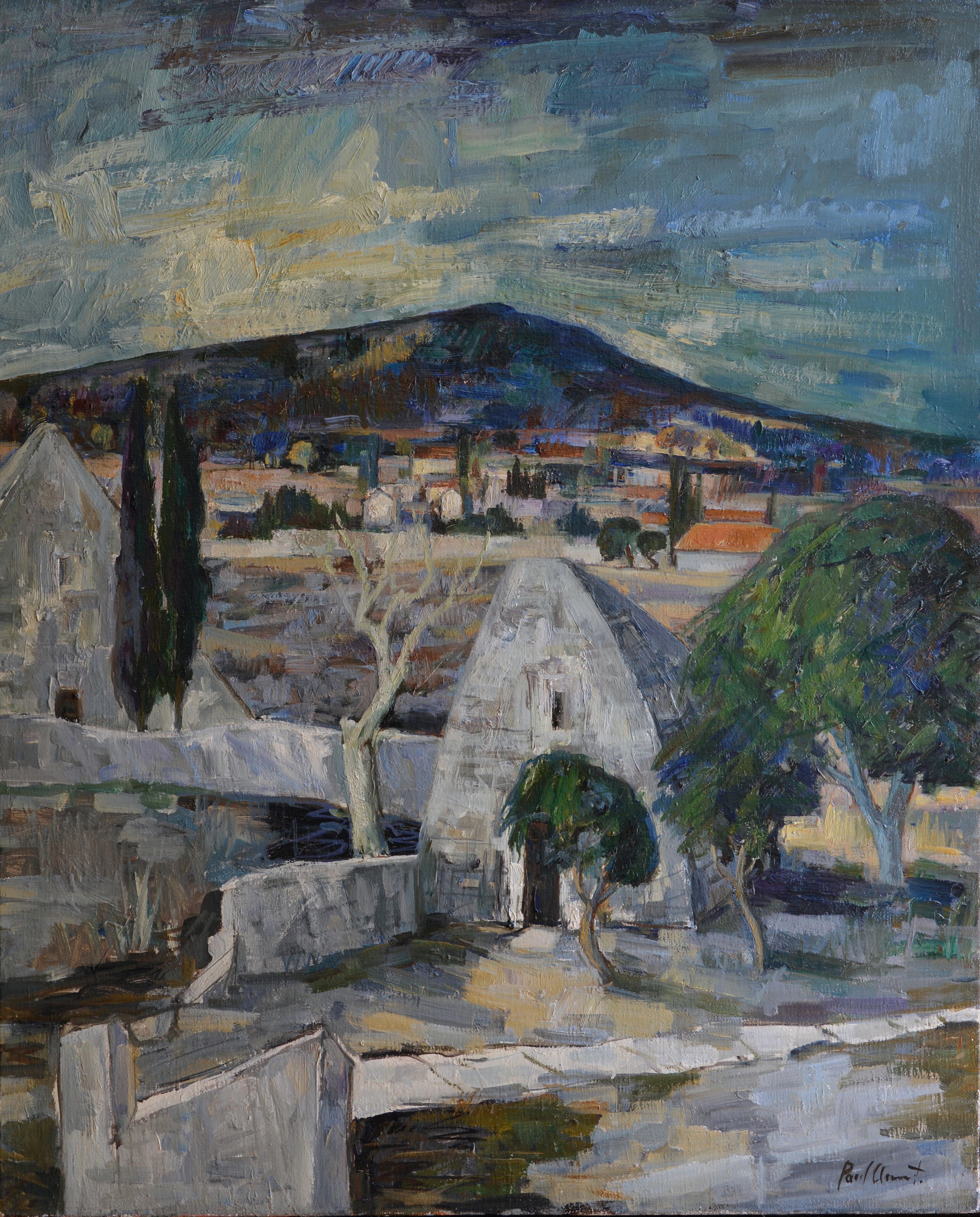 Bories-en-Provence, Dorf in der Nähe von Gorden, großes Ölgemälde auf Leinwand – Painting von Paul Clément