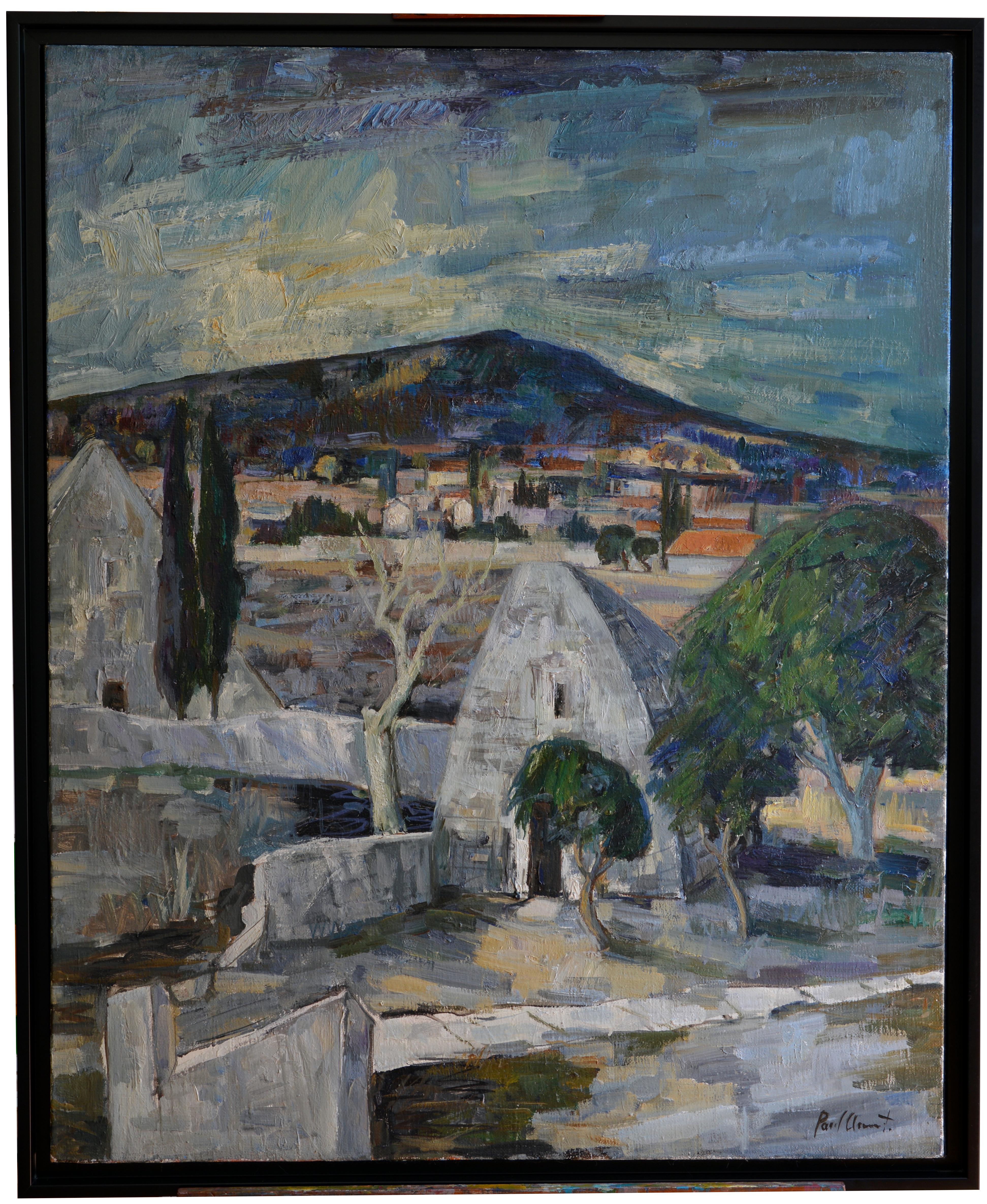 Paul Clément Landscape Painting – Bories-en-Provence, Dorf in der Nähe von Gorden, großes Ölgemälde auf Leinwand