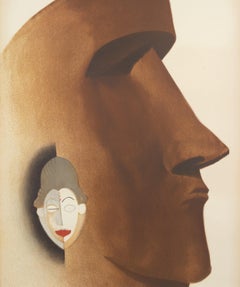 Paul Colin, Póster Art Decó original, Arte oceánico africano, Máscara Punu, Moai, 1930