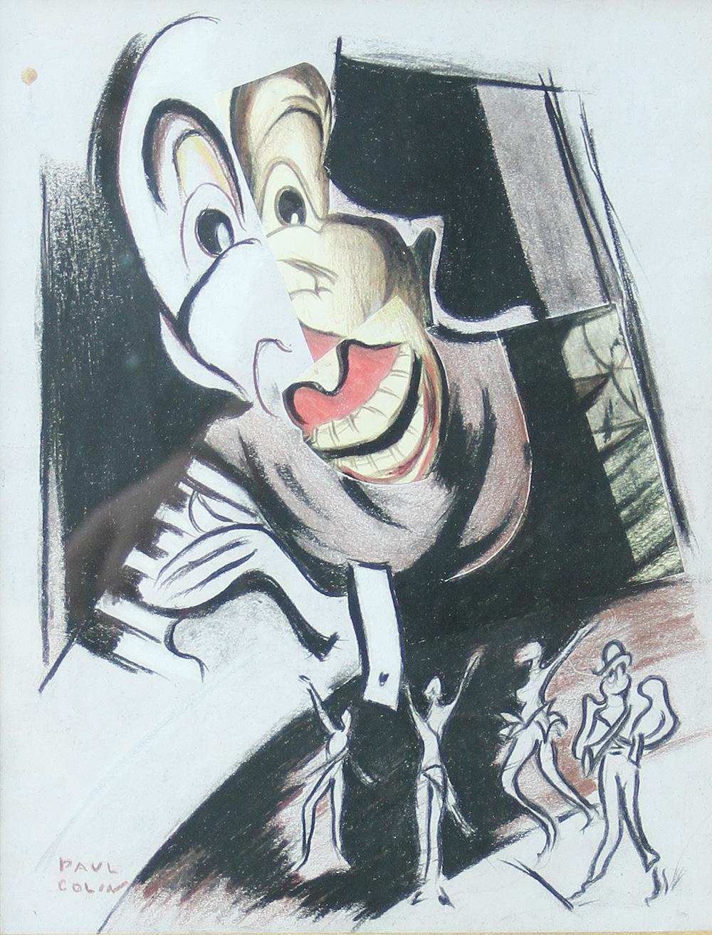 French Paul COLIN - Original drawing - The Piano player For Sale