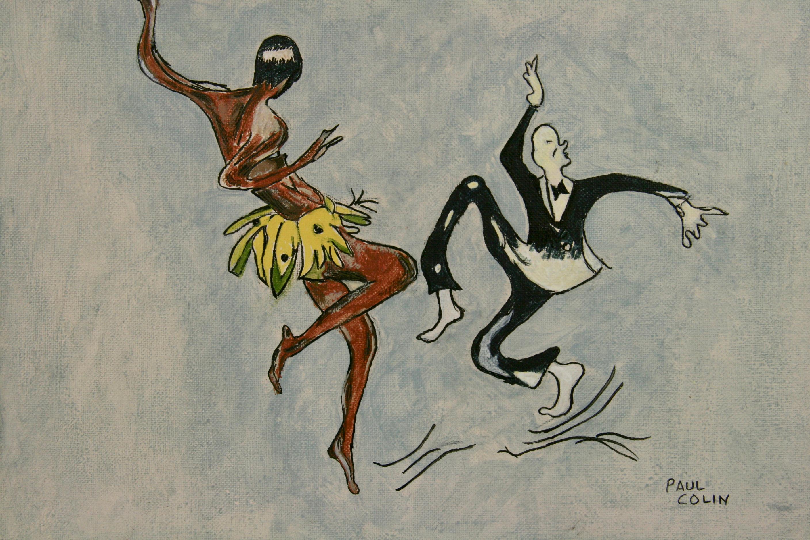  Josephine Baker Paris Dance  Painting (Grau), Abstract Painting, von Paul Colin