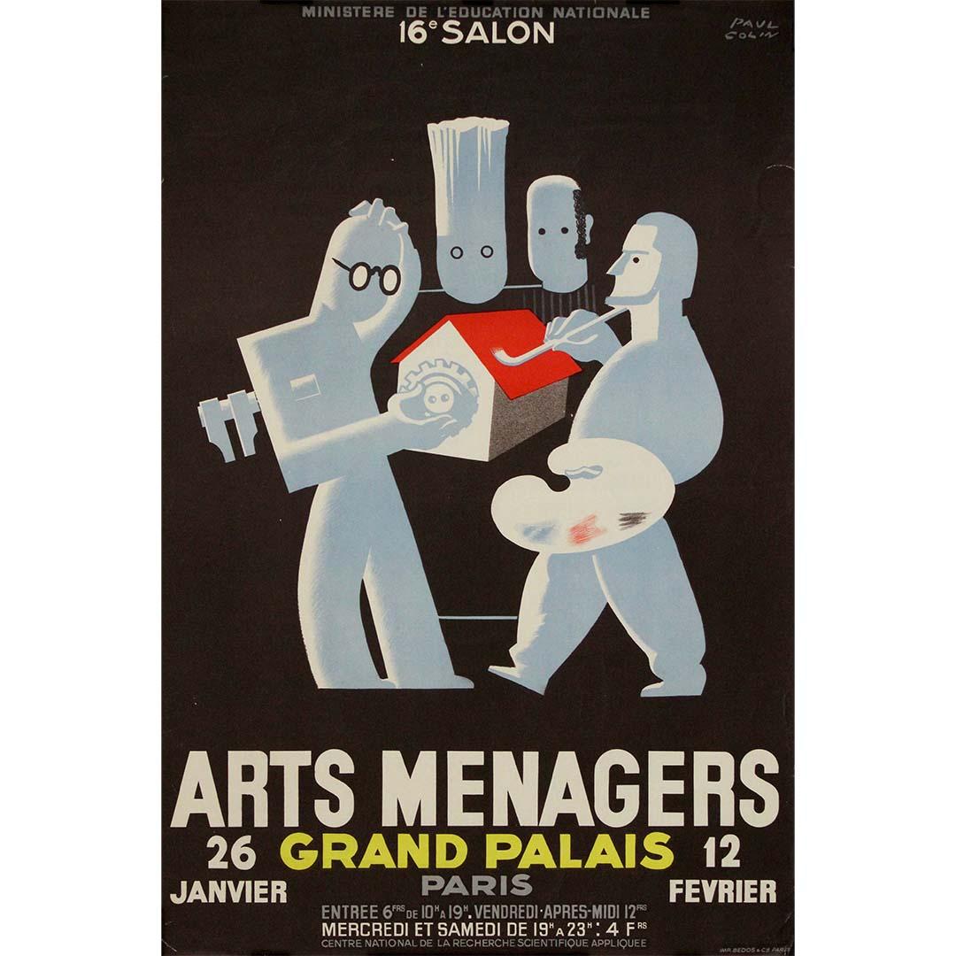1937 original poster 16th Salon des Arts Ménagers at the Grand Palais - Paris - Print by Paul Colin