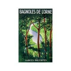 1937 original travel poster by Paul Colin spa resort - Bagnoles de l'Orne
