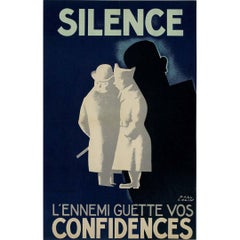 Manifesto originale del 1939 di Paul Colin - Silenzio, il nemico aspetta le tue confidenze