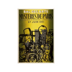 1951 original poster by French graphic artist Paul Colin - Bal des arts - Paris