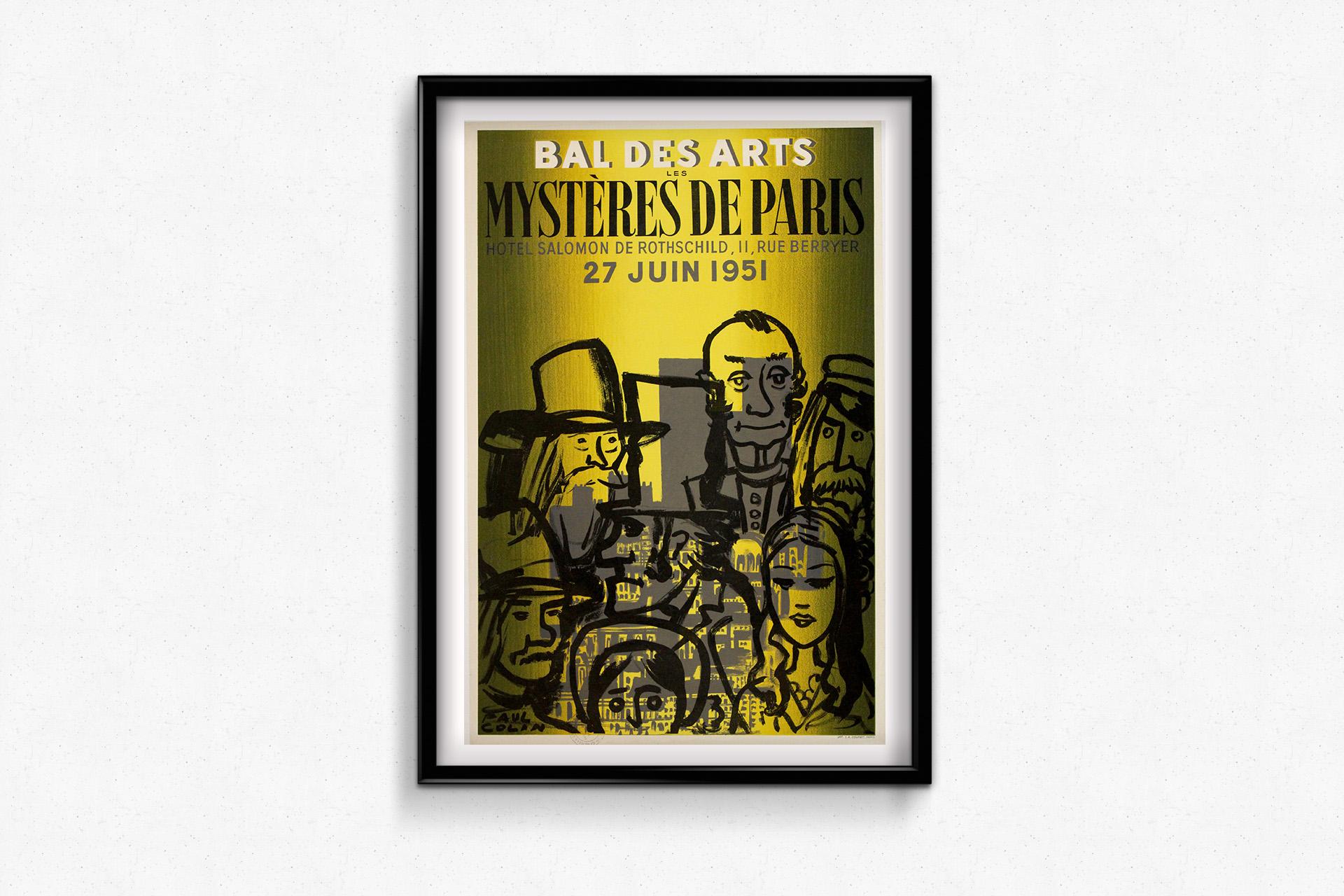 Manifesto originale del 1951 dell'artista grafico francese Paul Colin - Bal des arts - Paris in vendita 2