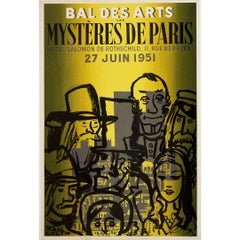 Vintage 1951 original poster by French graphic artist Paul Colin - Bal des arts - Paris
