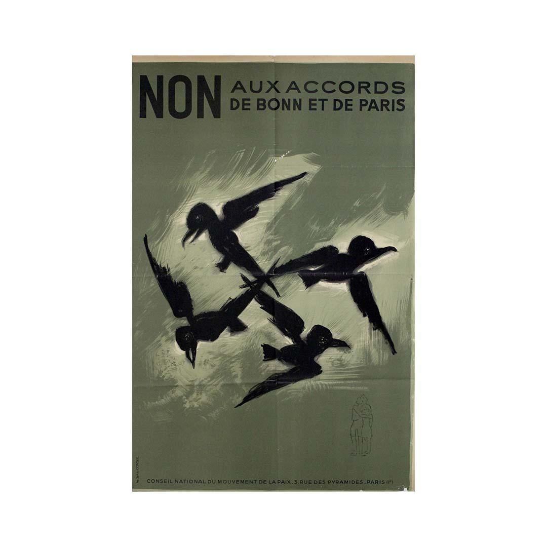 Cartel original de 1952 de Paul Colin - Non aux accords de Bonn et de Paris en venta 1