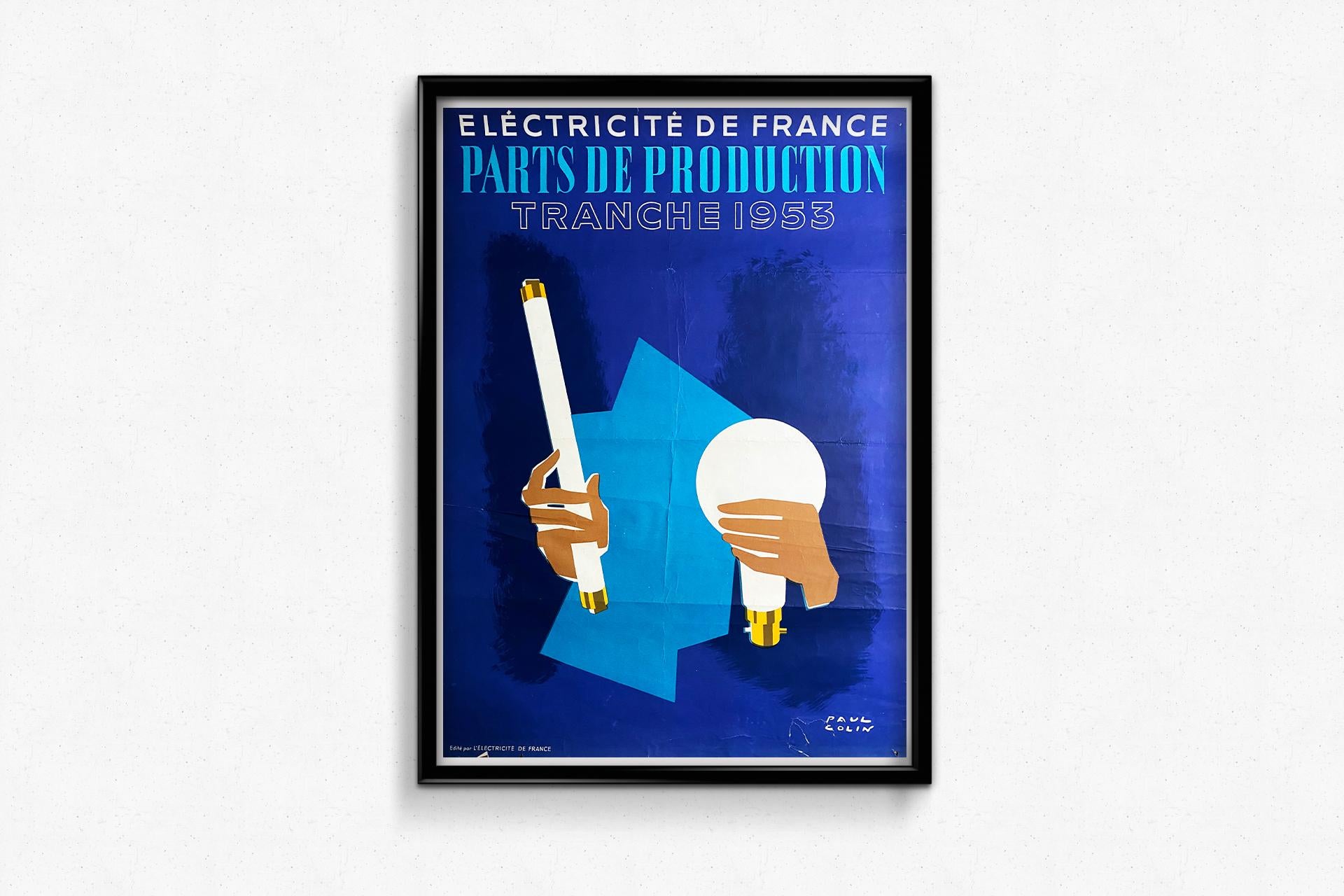 1953 Original Poster by Paul Colin for the electricity of France For Sale 1