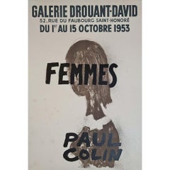 1953 Paul Colin Femmes Original Exhibition Poster, Galerie Drouant-David