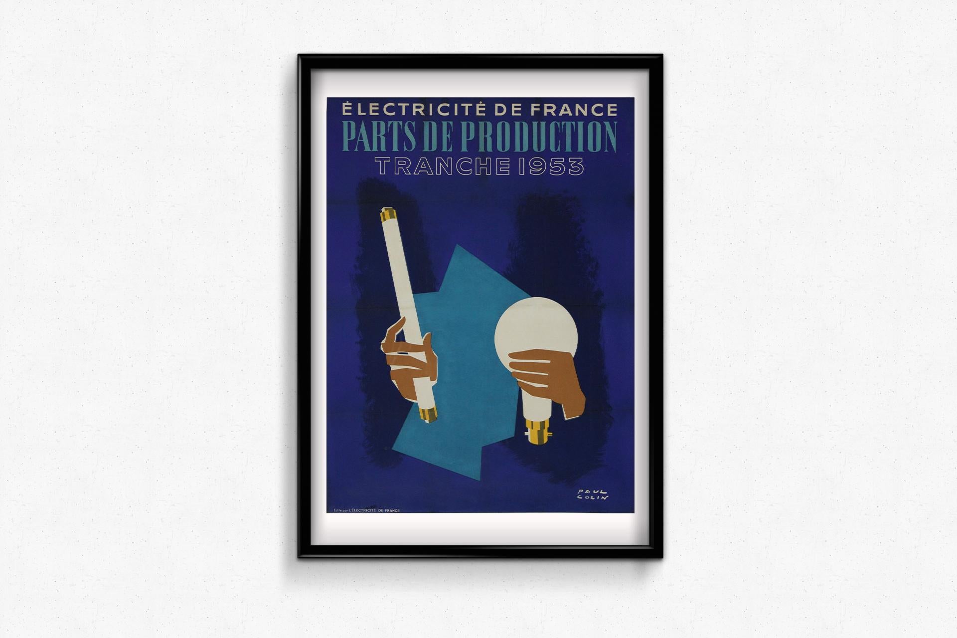 1953 poster by renowned graphic artist Paul Colin - Électricité de France For Sale 2