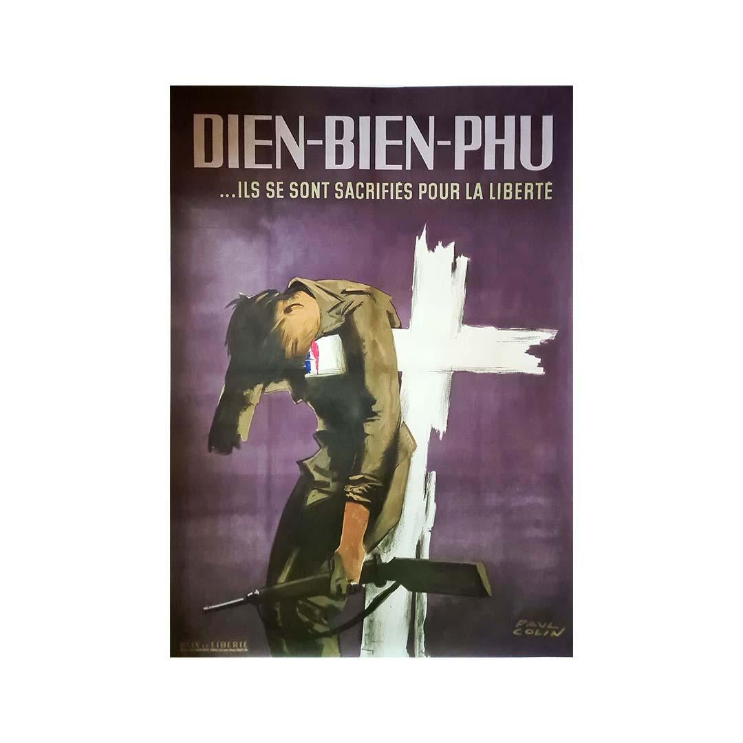 1954 Original poster by Paul Colin Battle of Dien-Bien-Phu Indochina war Vietnam 2