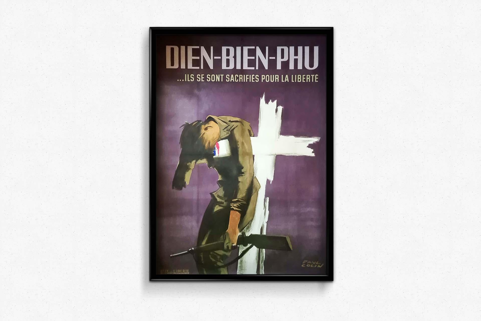 1954 Original poster by Paul Colin Battle of Dien-Bien-Phu Indochina war Vietnam 3
