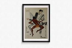 Circa 1950 original poster, Bar des Folies Africaines after Paul Colin