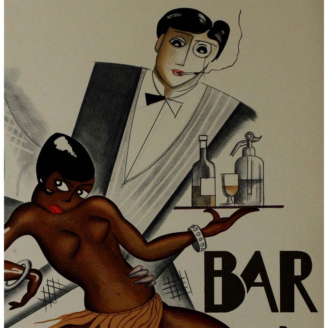 Circa 1950 original poster, Bar des Folies Africaines after Paul Colin For Sale 2
