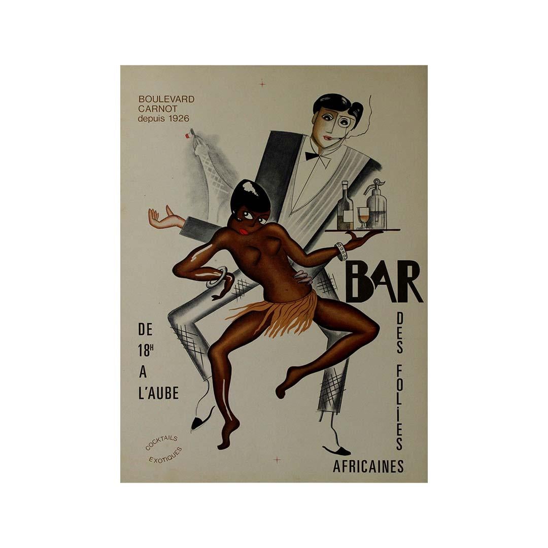 Circa 1950 original poster, Bar des Folies Africaines after Paul Colin For Sale 3