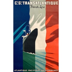Circa 1950 poster for the Compagnie Générale Transatlantique by Paul Colin