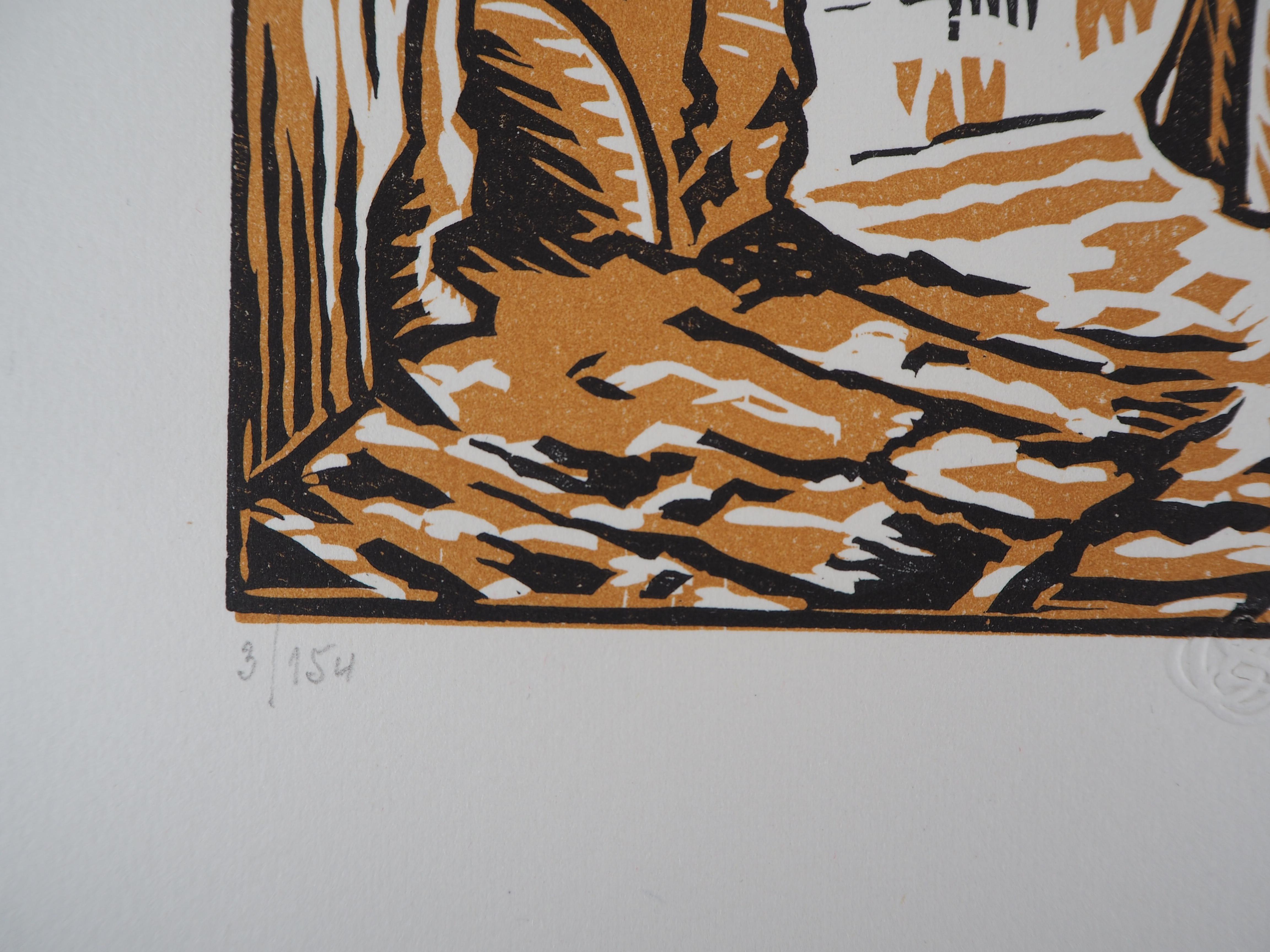 Paul Emile Colin
Italy : In a Small Street of Procida, 1922

Original woodcut
Handsigned in pencil
Numbered /154
On vellum 32.5 x 25.5 cm (c. 13 x 10 in)
Bears the blind stamp of the editor 'Imagier de la Gravure sur Bois' (Lugt 1140a)

Excellent