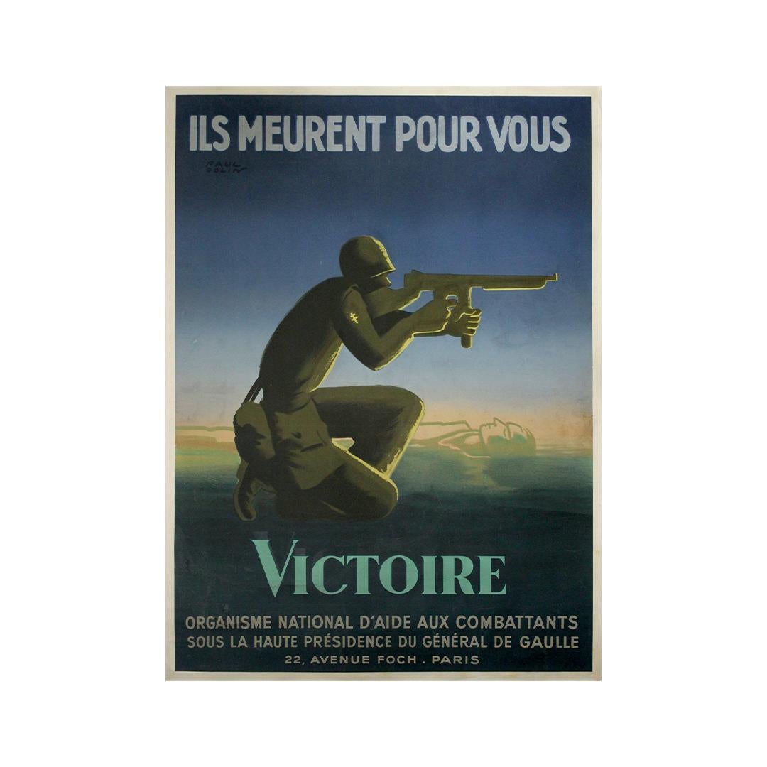 Original 1946 poster by Paul Colin - “Ils Meurent Pour Vous – Victoire” - WWII For Sale 2