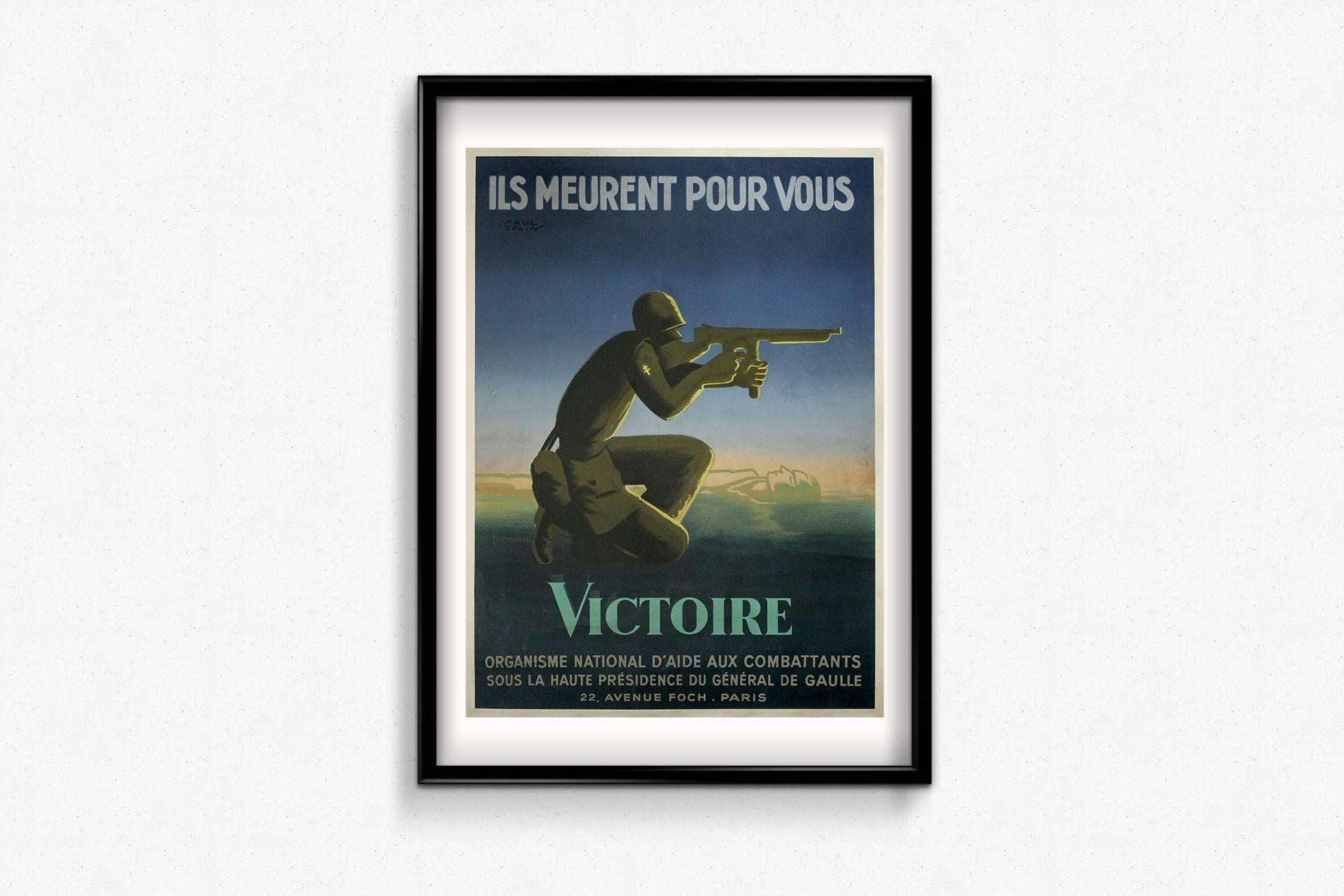 Original 1946 poster by Paul Colin - “Ils Meurent Pour Vous – Victoire” - WWII For Sale 3