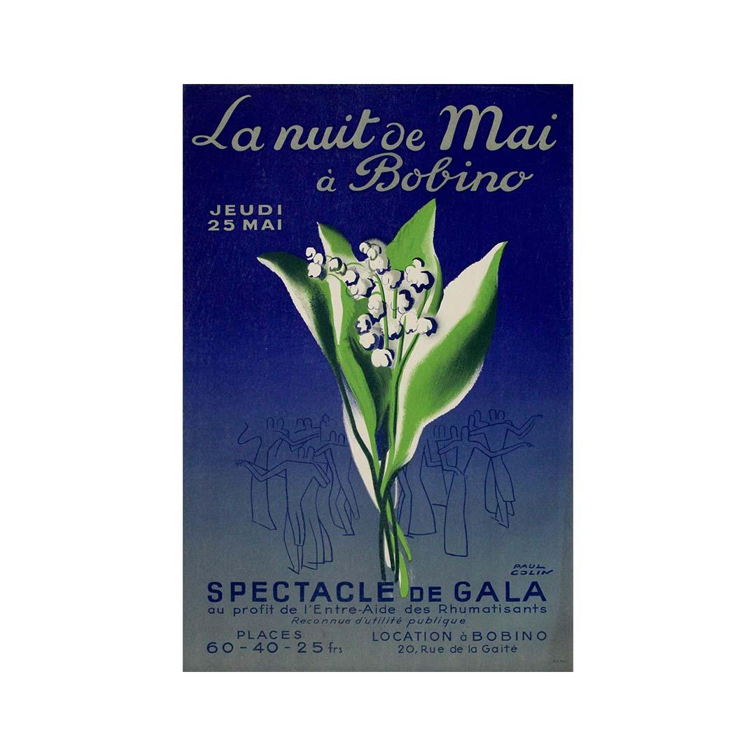 Original 1950s poster by French artist Paul Colin La Nuit de Mai à Bobino For Sale 3