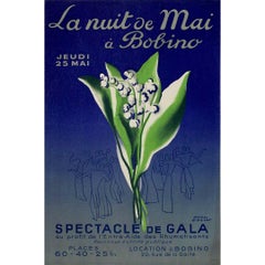 Cartel original de los años 50 del artista francés Paul Colin La Nuit de Mai à Bobino