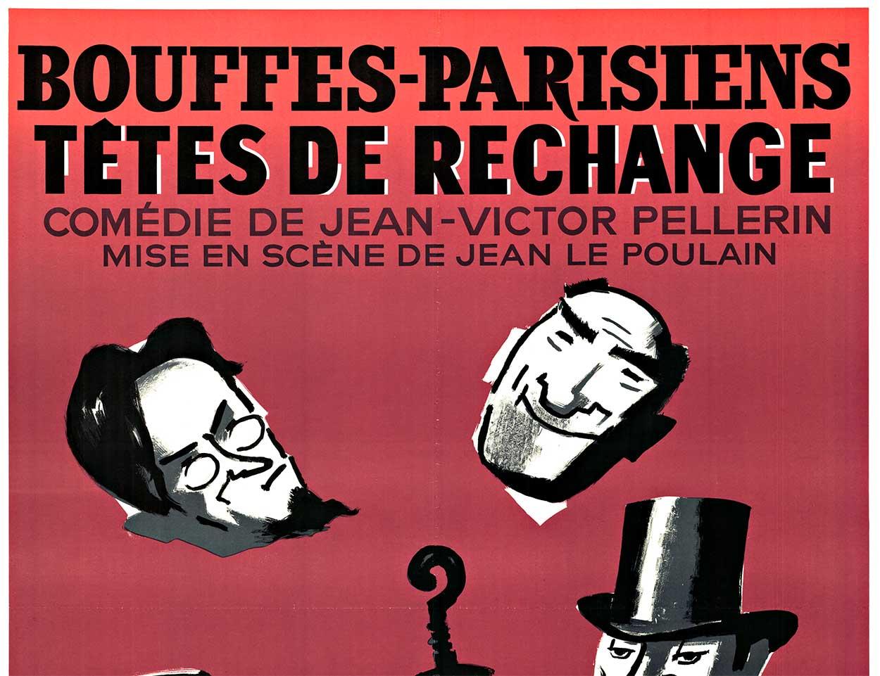Original BOUFFES Parisiens - (Cabezas de recambio) Cartel de teatro francés de época - Print de Paul Colin