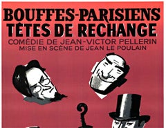 Original BOUFFES Parisiens - (Cabezas de recambio) Cartel de teatro francés de época