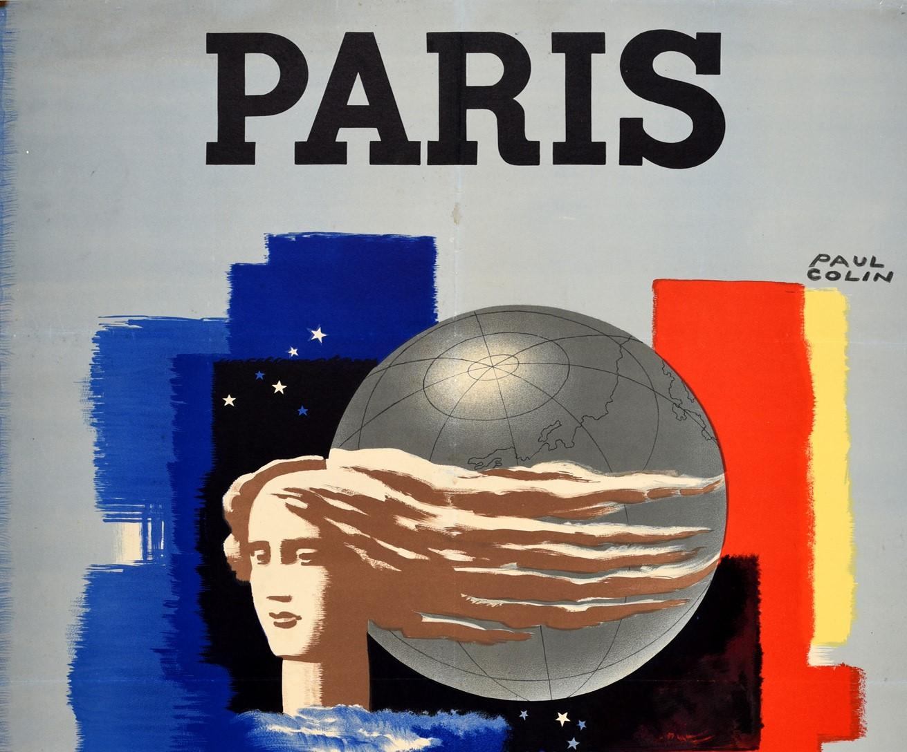Original Vintage 1937 Exposition Internationale Paris Poster Modern Art Design – Print von Paul Colin