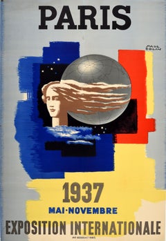 Original Vintage 1937 Exposition Internationale Paris Poster Modern Art Design