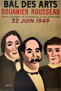 Original Vintage Ausstellungsplakat Bal Des Arts Douanier Rousseau Naive Künstler
