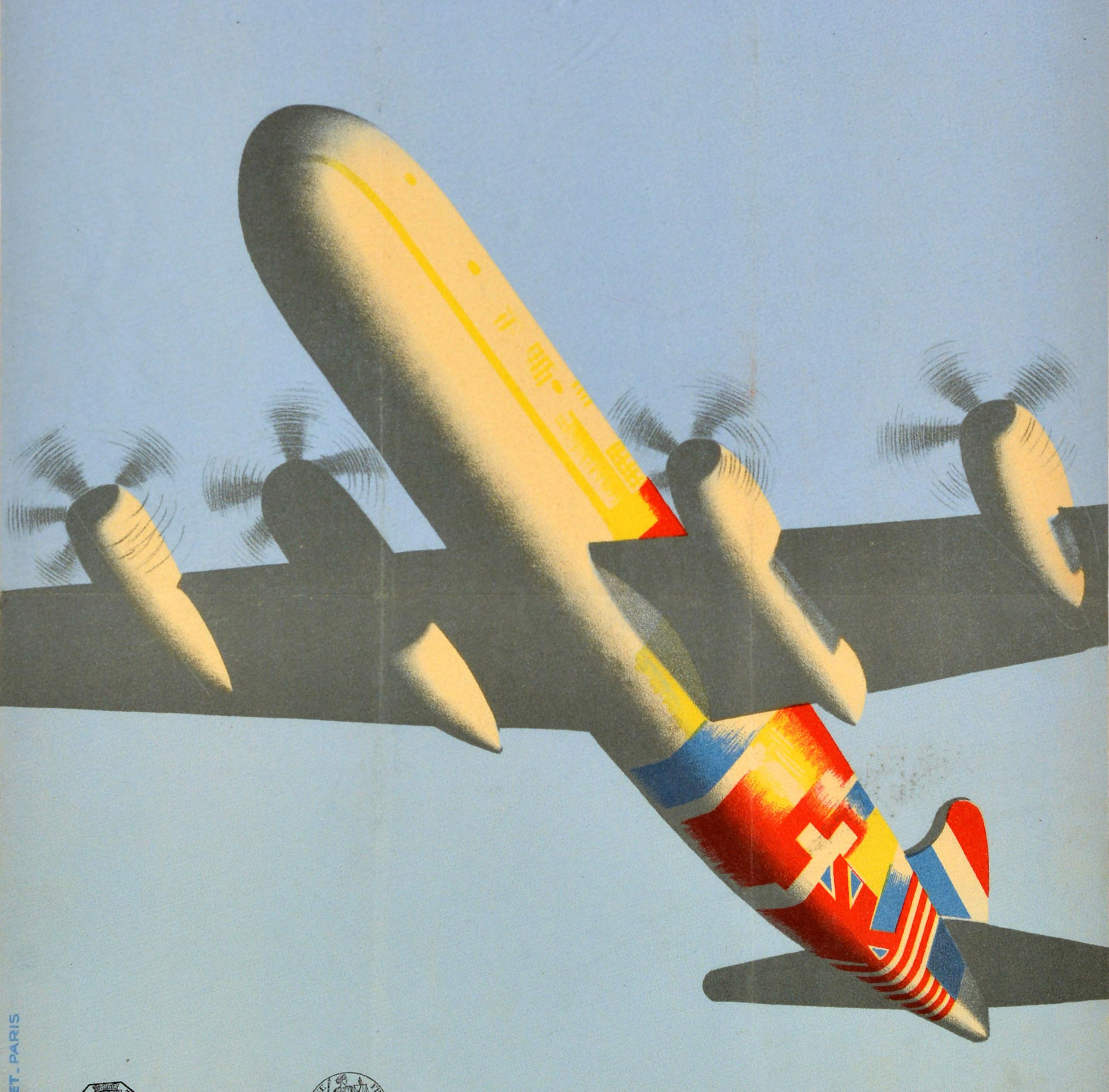 Original Vintage Postkriegsplakat 17 Salon International Aviation Paul Colin WWII, Vintage im Angebot 1