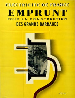 Original Vintage Propaganda Poster Electricite De France Paul Colin Modernist