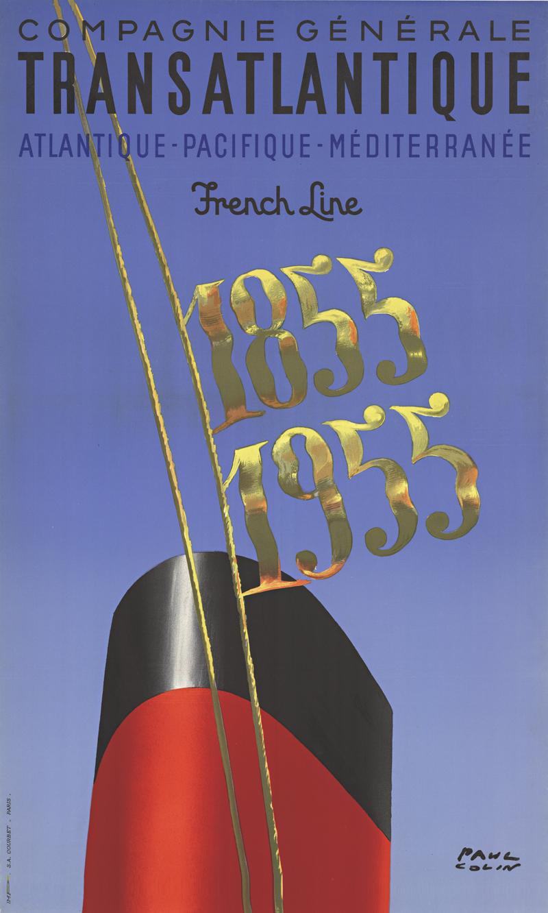 Paul Colin Print - Transatlantique French Line 1855 - 1955 original French vintage poster