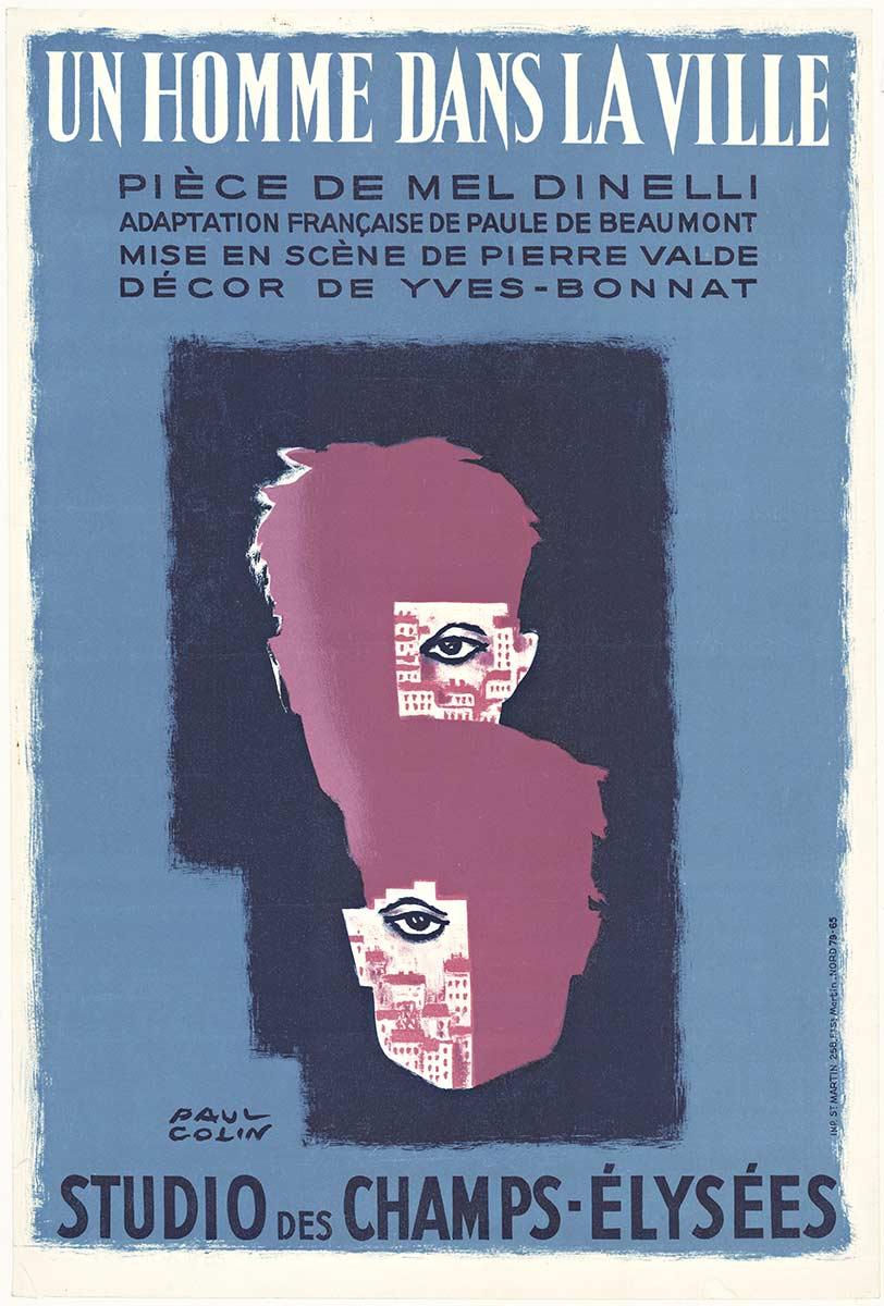 Originales französisches antikes Plakat „Un Homme Dans la Ville“