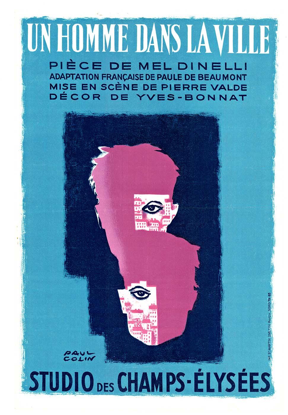 Un Homme Dans la Ville original vintage französisch antik poster