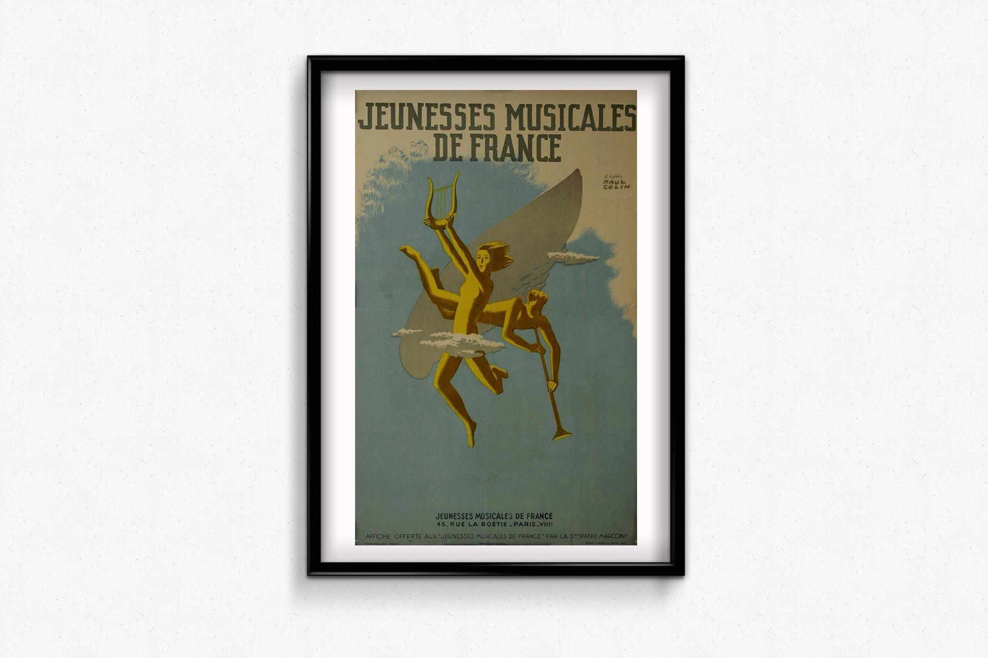 Cartel original de la Segunda Guerra Mundial por Paul Collins - Juventudes musicales de Francia en venta 2