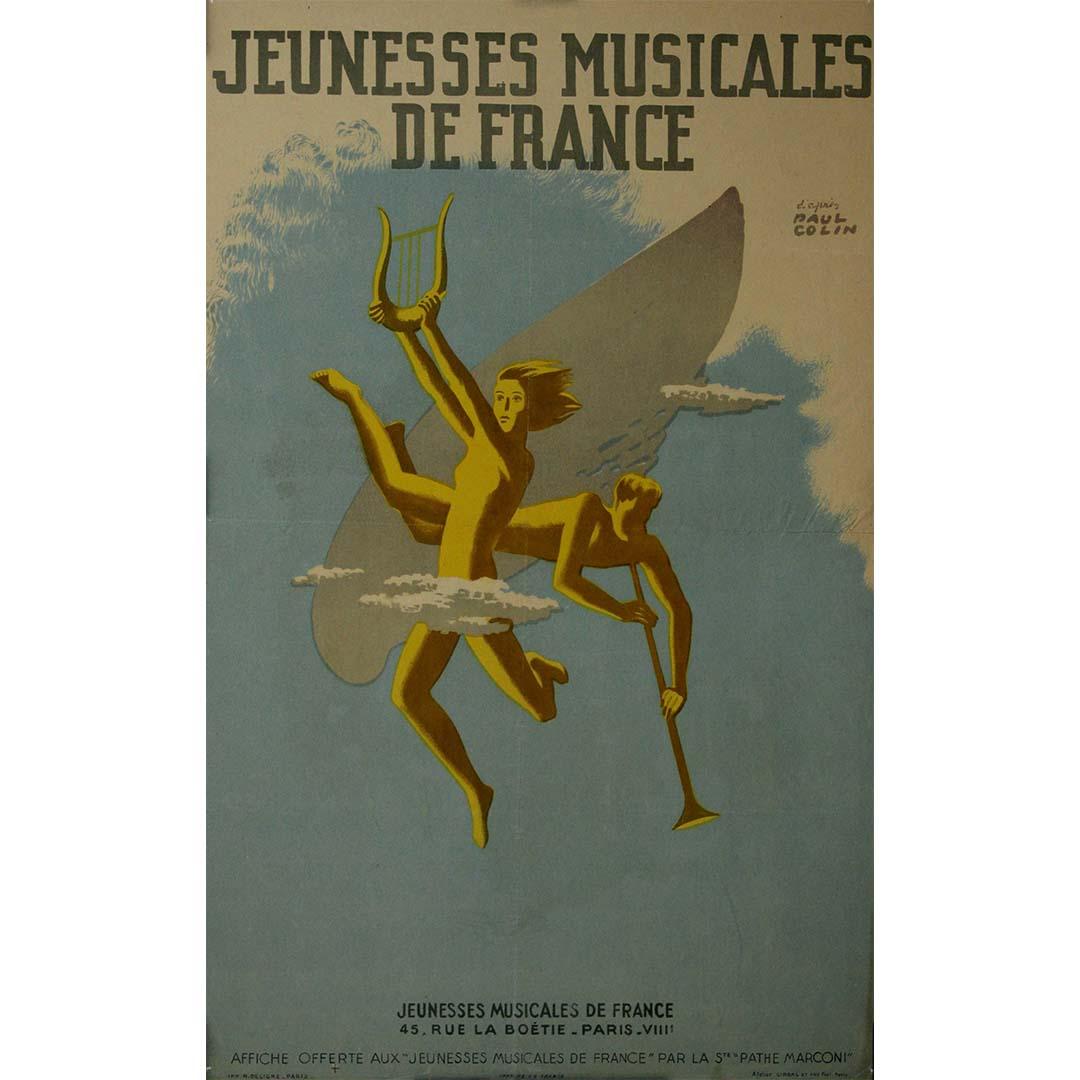 Cartel original de la Segunda Guerra Mundial por Paul Collins - Juventudes musicales de Francia - Print de Paul Colin