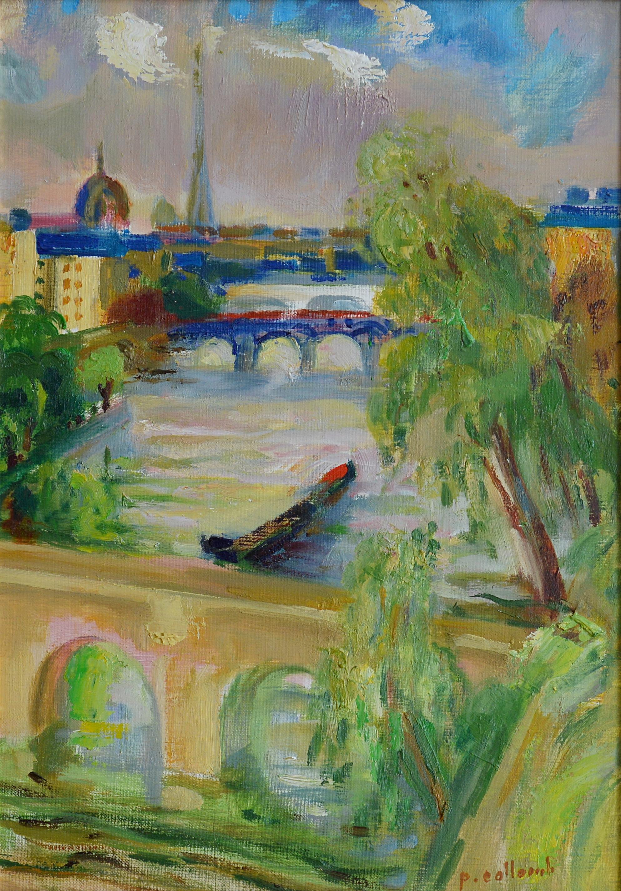 Paul Collomb, Paris, Eiffel Tower, Invalides, The Beautiful View, Oil on Canvas For Sale 1