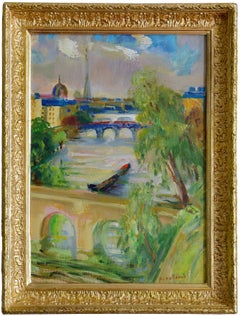 Paul Collomb, Paris, Eiffel Tower, Invalides, The Beautiful View, Oil on Canvas